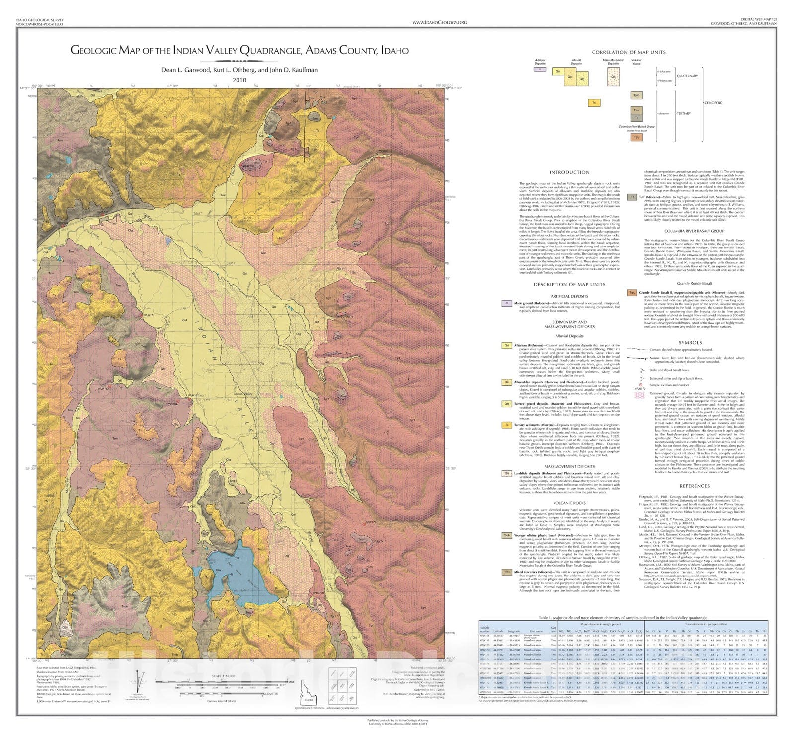 Map : Geologic Map of the Indian Valley Quadrangle, Adams County, Idaho, 2010 Cartography Wall Art :