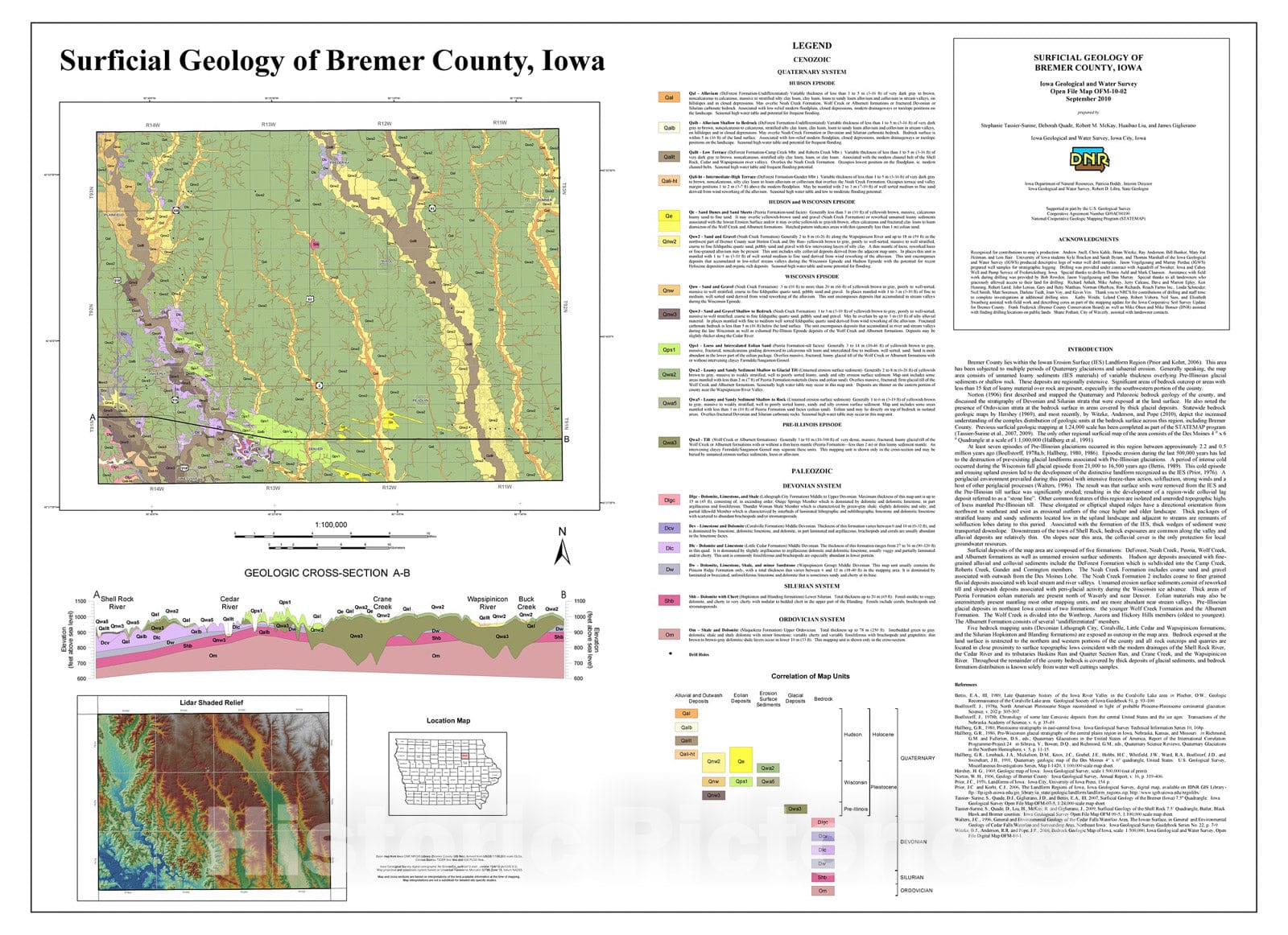 Map : Surficial Geology of Bremer County, Iowa, 2010 Cartography Wall Art :