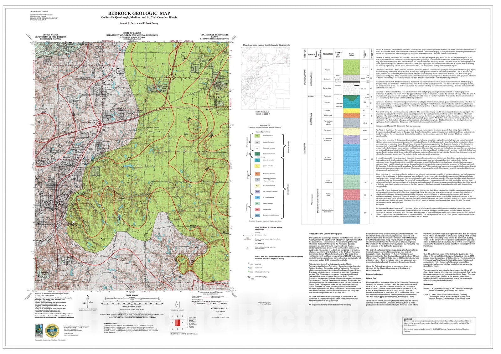 Map : Bedrock geology of Collinsville Quadrangle, 2001 Cartography Wall Art :