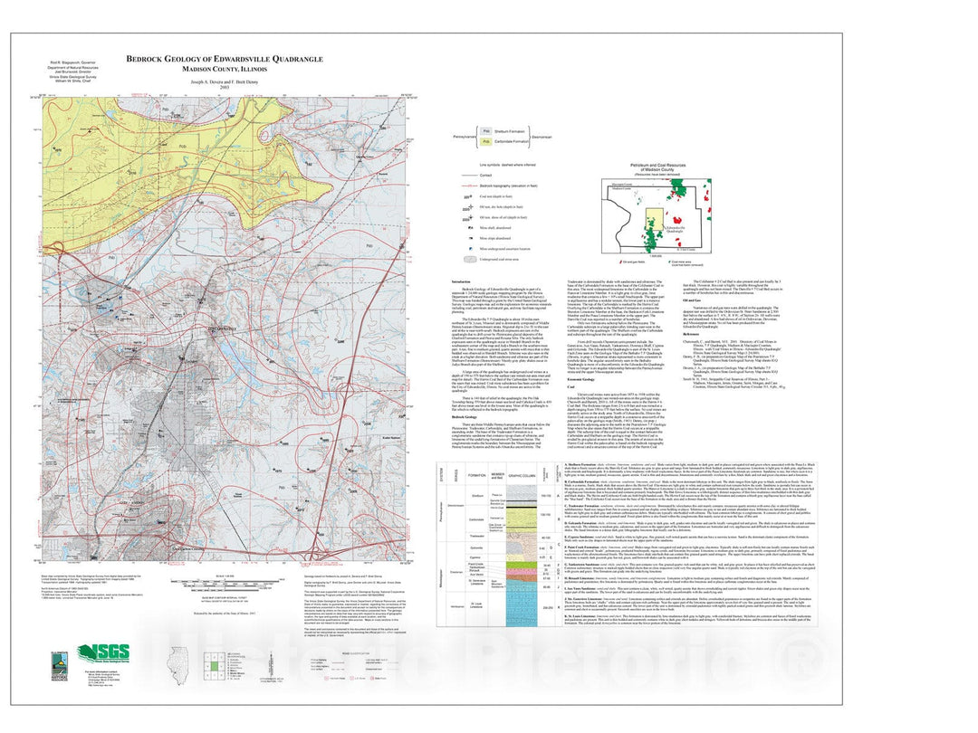 Map : Bedrock geology of Edwardsville Quadrangle, 2003 Cartography Wall Art :