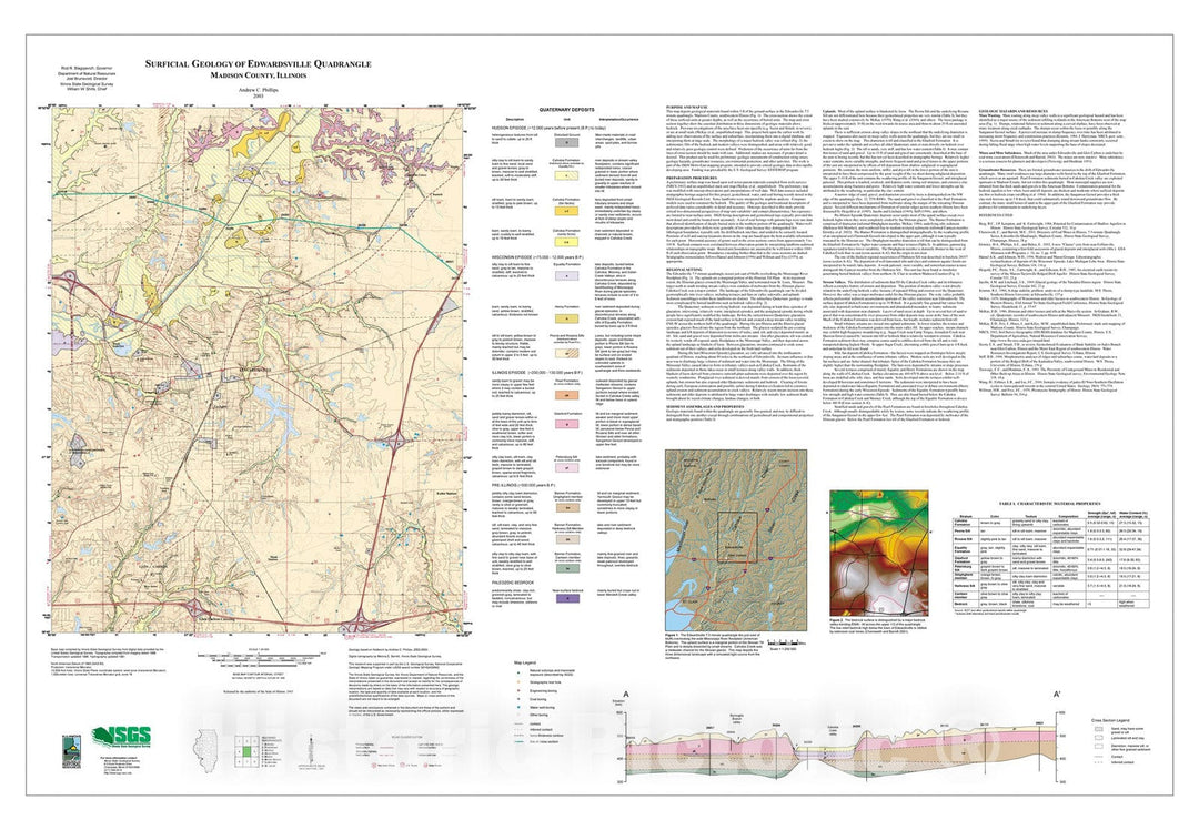 Map : Surficial geology of Edwardsville Quadrangle, 2003 Cartography Wall Art :