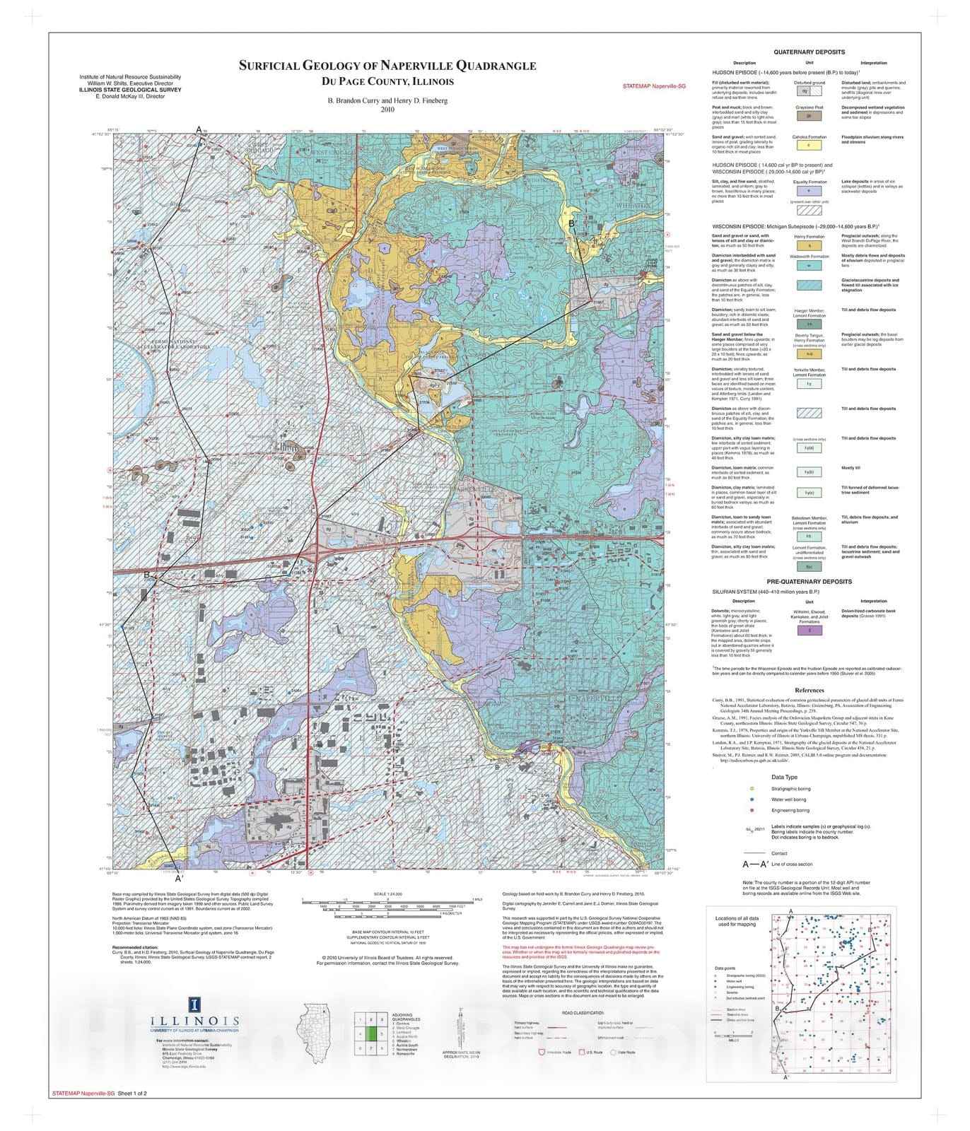 Map : Surficial geology of Naperville Quadrangle , 2010 Cartography Wall Art :