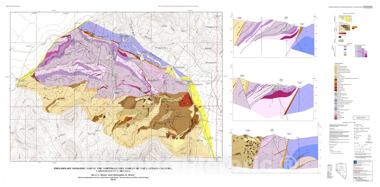 Map : Preliminary Geologic Map of the Northeastern Margin of the Caetano Caldera, Lander County, Nevada, 2010 Cartography Wall Art :