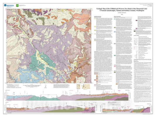 Map : Geologic map of the Cliffdell and western two-thirds of the Manastash Lake 7.5-minute quadrangles, Yakima and Kittitas Counties, Washington, 2010 Cartography Wall Art :