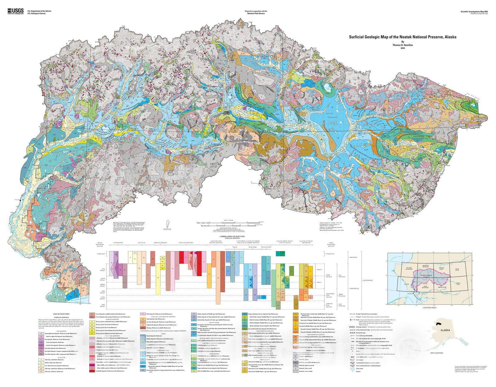 Map : Surficial geologic map of the Noatak National Preserve, Alaska, 2011 Cartography Wall Art :