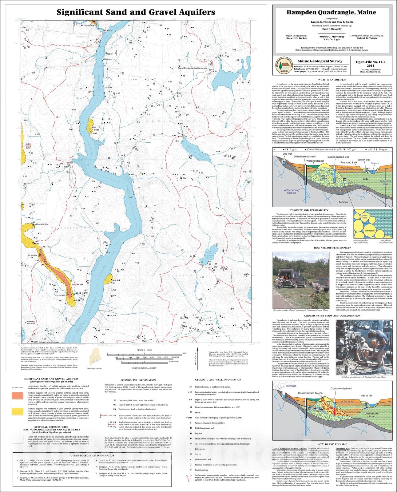 Map : Significant sand and gravel aquifers in the Hampden quadrangle, Maine, 2011 Cartography Wall Art :