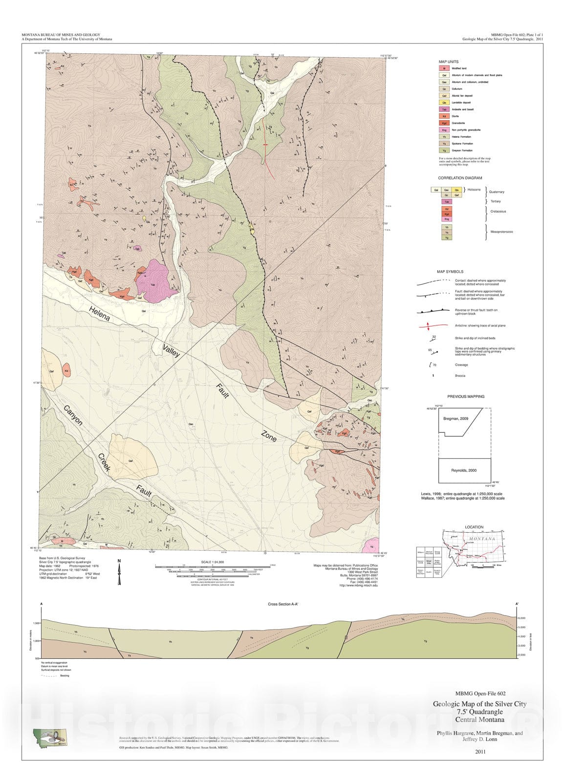 Map : Geologic map of the Silver City 7.5' quadrangle, southwestern Montana, 2011 Cartography Wall Art :