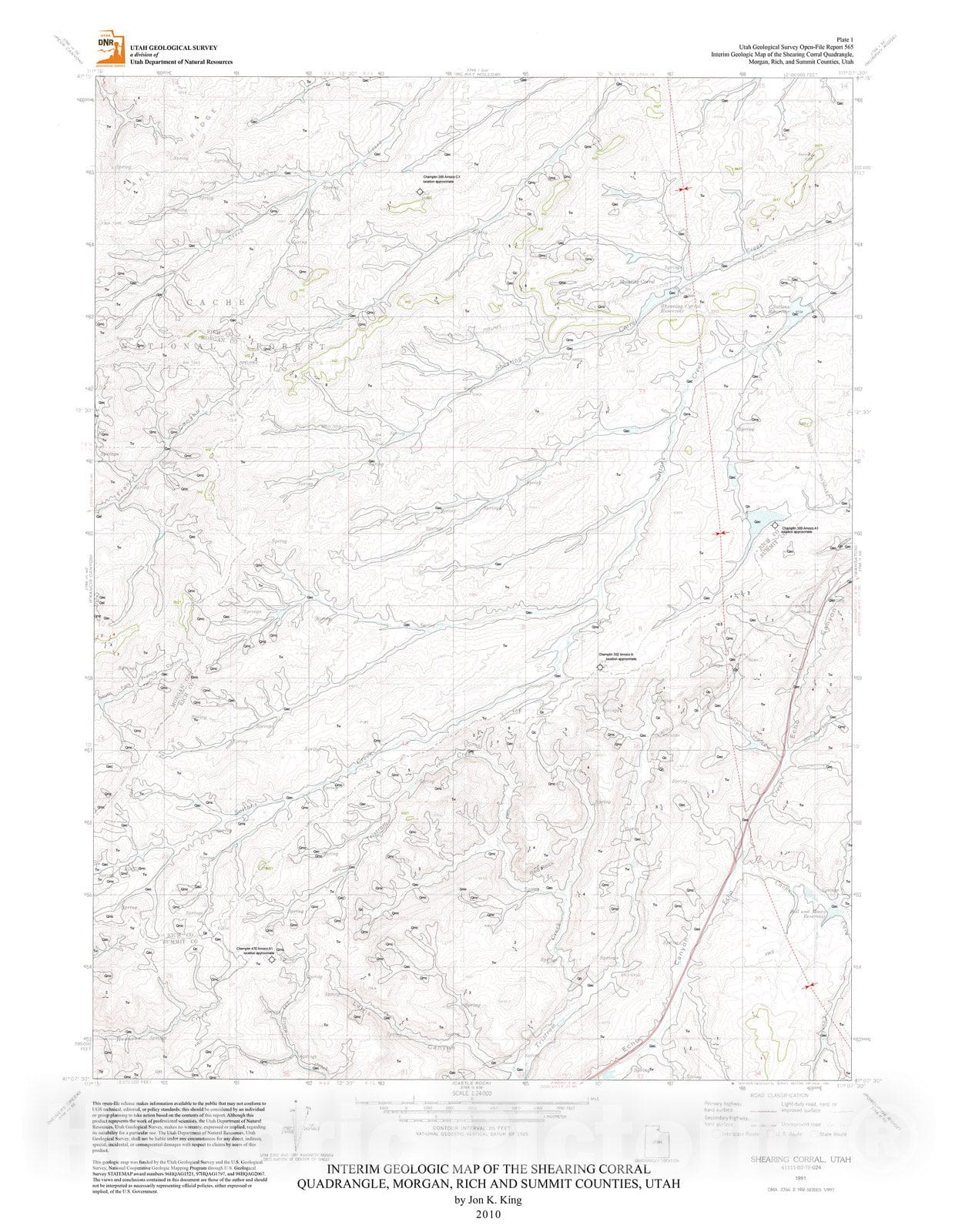 Map : Interim geologic map of the Shearing Corral quadrangle, Morgan, Rich, and Summit Counties, Utah, 2010 Cartography Wall Art :