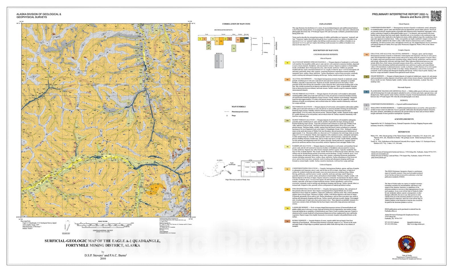 Map : Surficial-geologic map of the Eagle A-1 Quadrangle, Fortymile mining district, 2010 Cartography Wall Art :