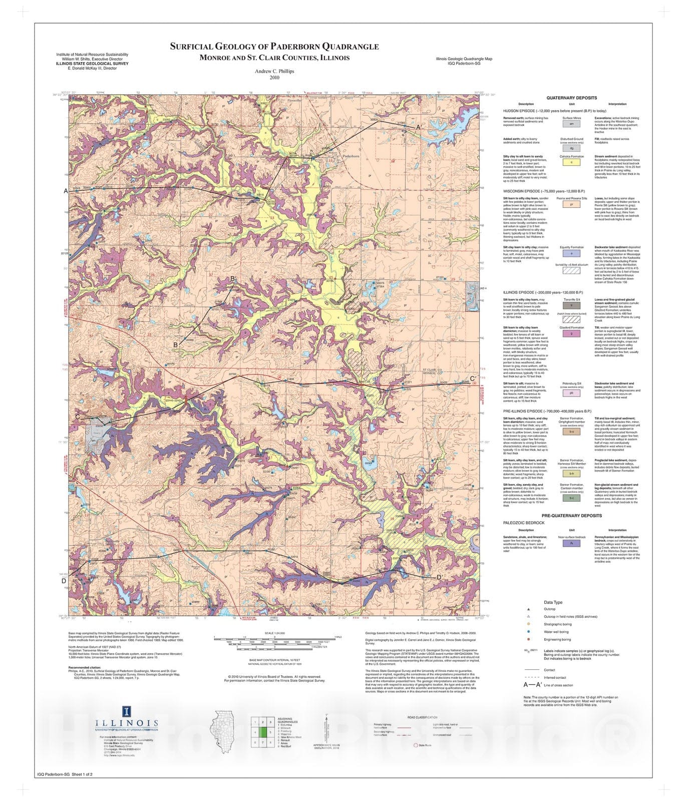 Map : Surficial geology of Paderborn Quadrangle, 2010 Cartography Wall Art :