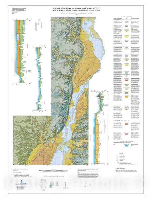Map : Surficial geology of Middle Illinois River Valley, 2010 Cartography Wall Art :