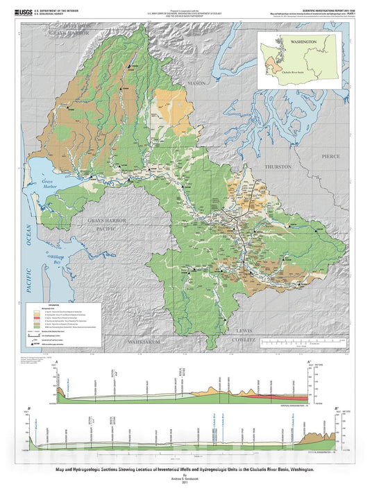 Map : Hydrogeologic framework and groundwater/surface-water interactions of the Chehalis River Basin, southwestern Washington, 2011 Cartography Wall Art :