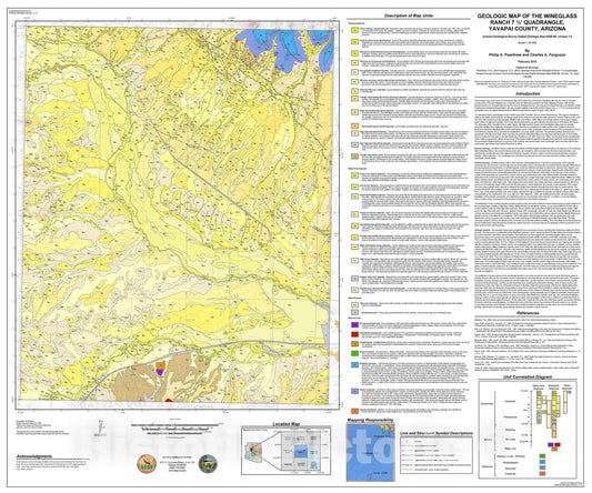 Map : Geologic map of the Wineglass Ranch seven 1/2' Quadrangle, Yavapai County, Arizona, 2011 Cartography Wall Art :