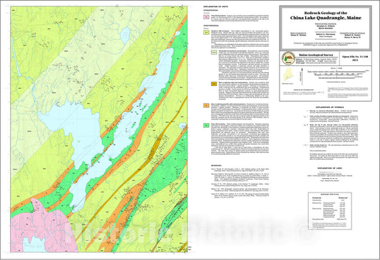 Map : Bedrock geology of the China Lake quadrangle, Maine, 2011 Cartography Wall Art :