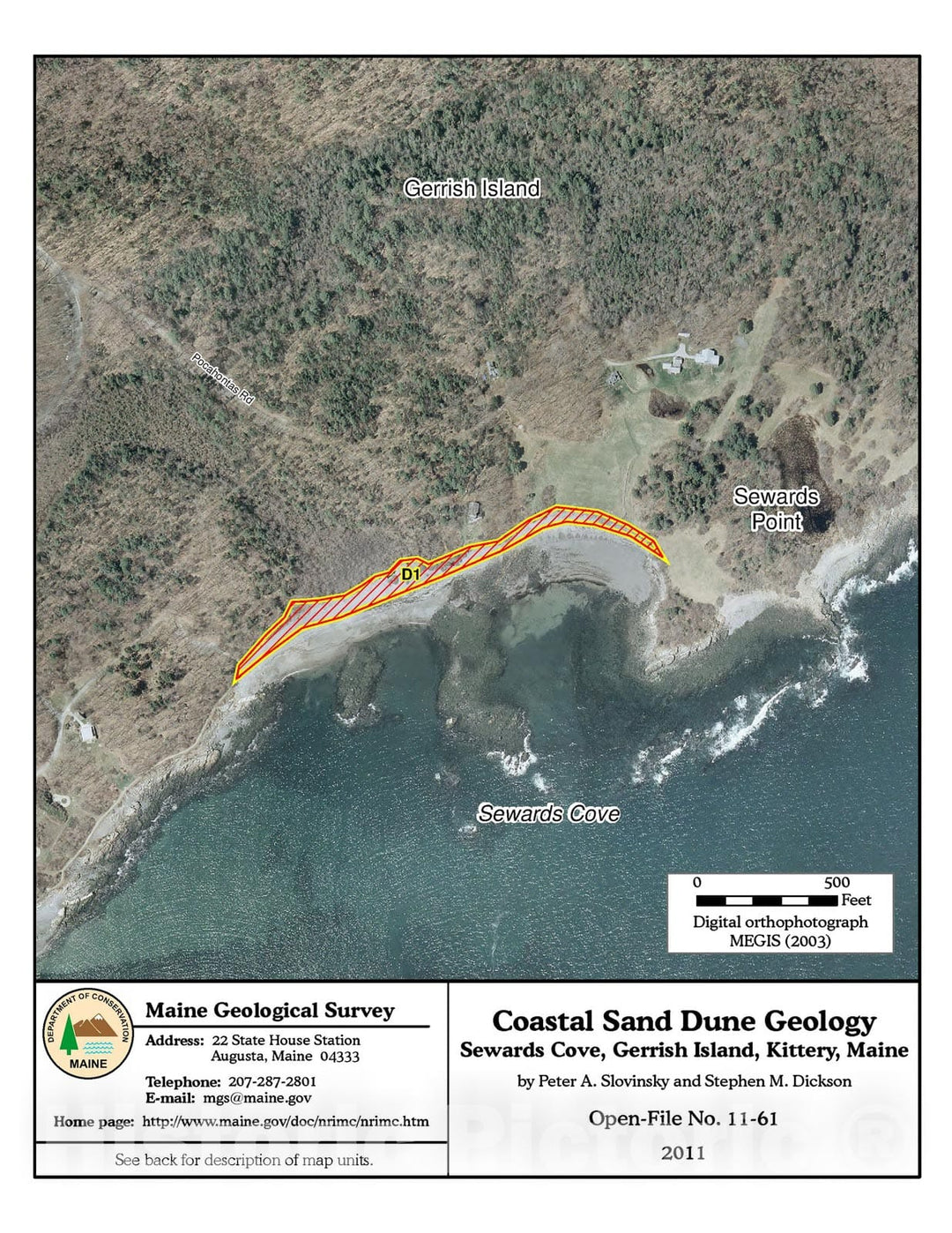 Map : Coastal Sand Dune Geology: Sewards Cove, Gerrish Island, Kittery, Maine, 2011 Cartography Wall Art :