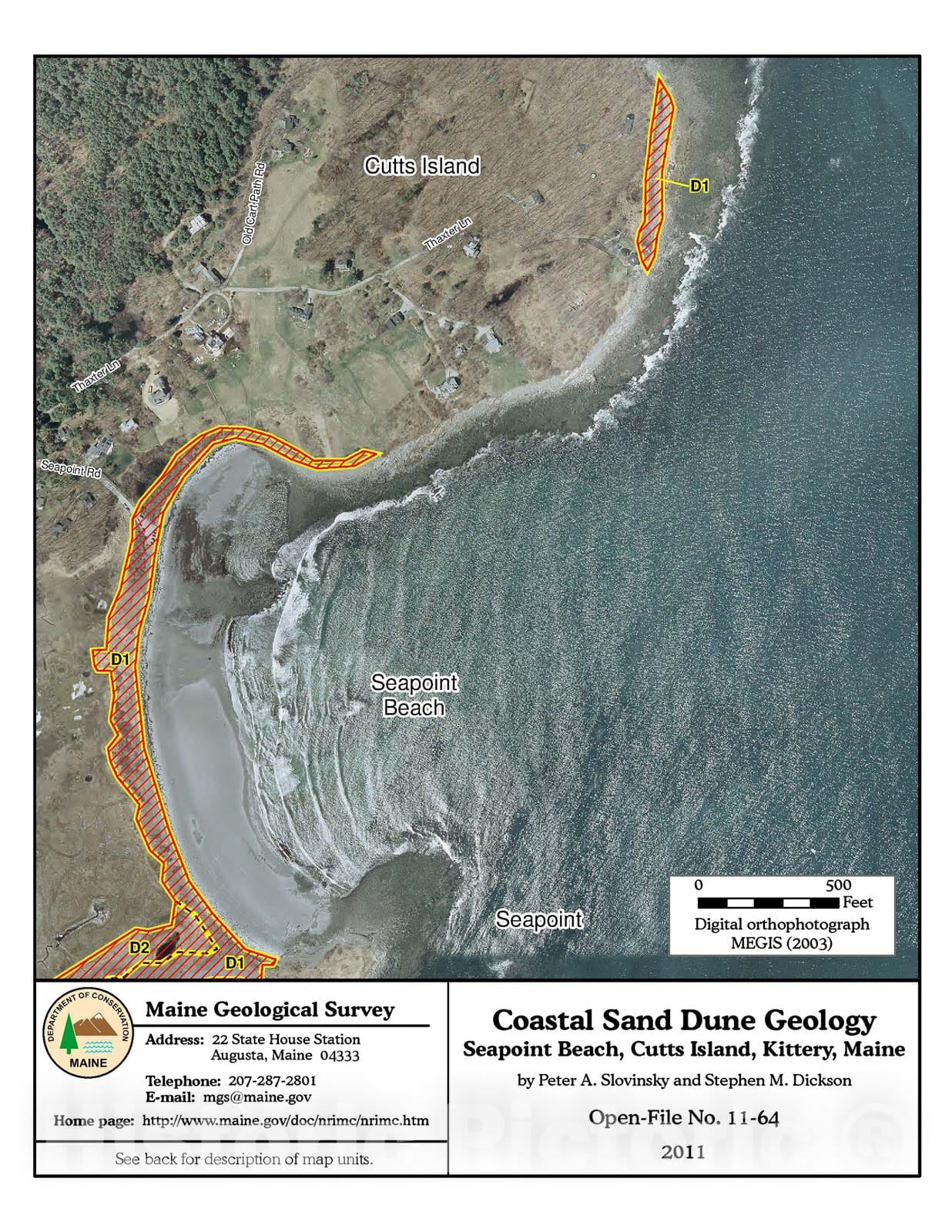 Map : Coastal Sand Dune Geology: Seapoint Beach, Cutts Island, Kittery, Maine, 2011 Cartography Wall Art :