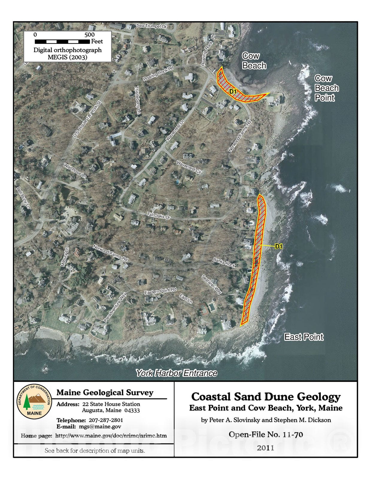 Map : Coastal Sand Dune Geology: East Point and Cow Beach, York, Maine, 2011 Cartography Wall Art :