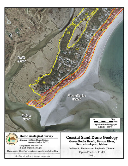 Map : Coastal Sand Dune Geology: Goose Rocks Beach, Batson River, Kennebunkport, Maine, 2011 Cartography Wall Art :