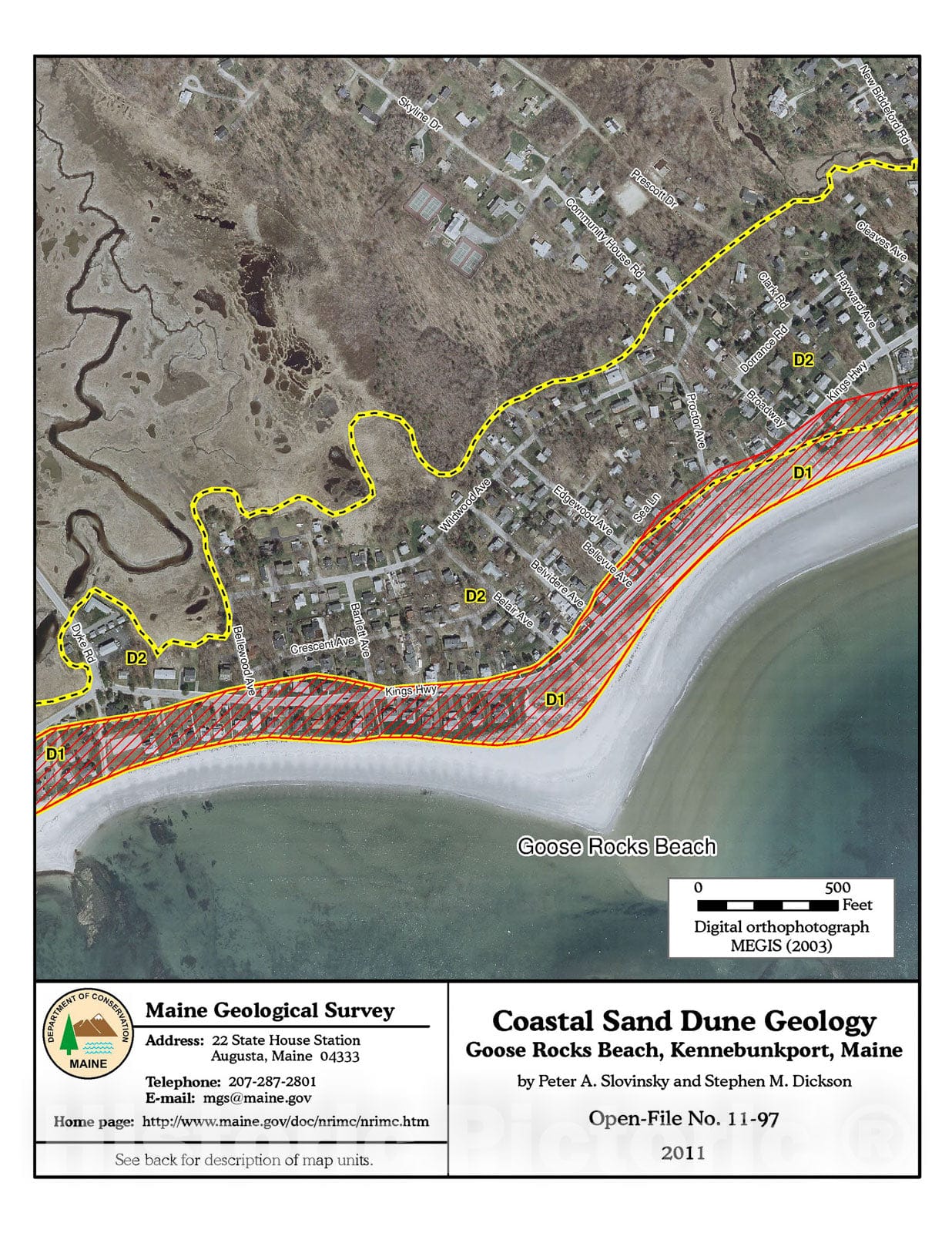 Map : Coastal Sand Dune Geology: Goose Rocks Beach, Kennebunkport, Maine, 2011 Cartography Wall Art :