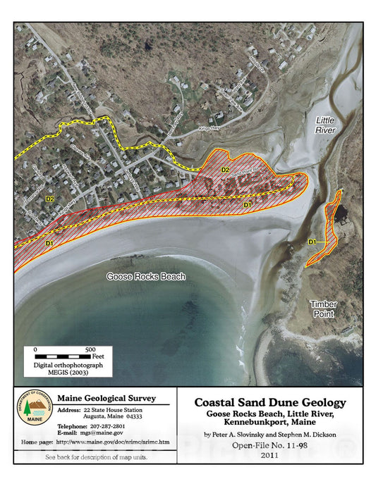 Map : Coastal Sand Dune Geology: Goose Rocks Beach, Little River, Kennebunkport, Maine, 2011 Cartography Wall Art :