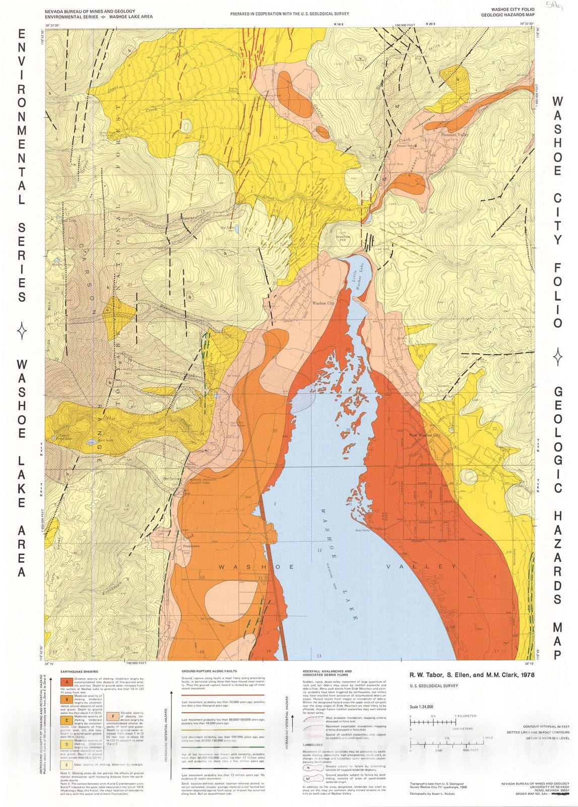 Map : Geologic hazards map of the Washoe City quadrangle, Nevada, 1978 Cartography Wall Art :