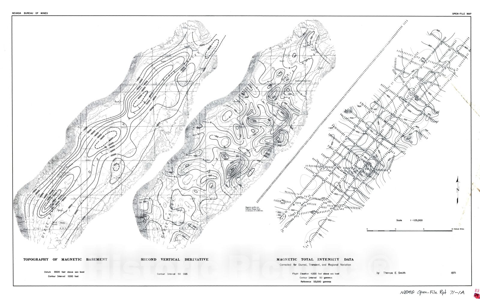 Map : Aeromagnetic map of the Dixie Valley area, west central Nevada, 1971 Cartography Wall Art :