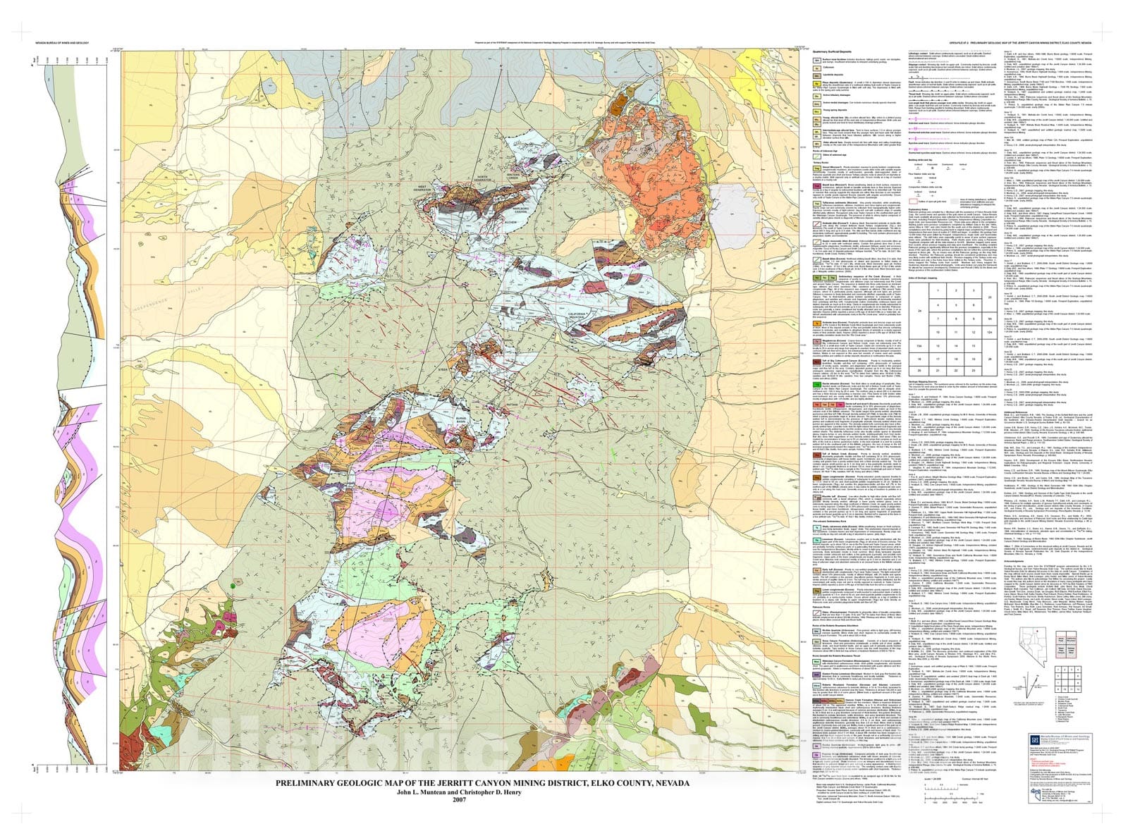 Map : Preliminary geologic map of the Jerritt Canyon Mining District, Elko County, Nevada, 2007 Cartography Wall Art :