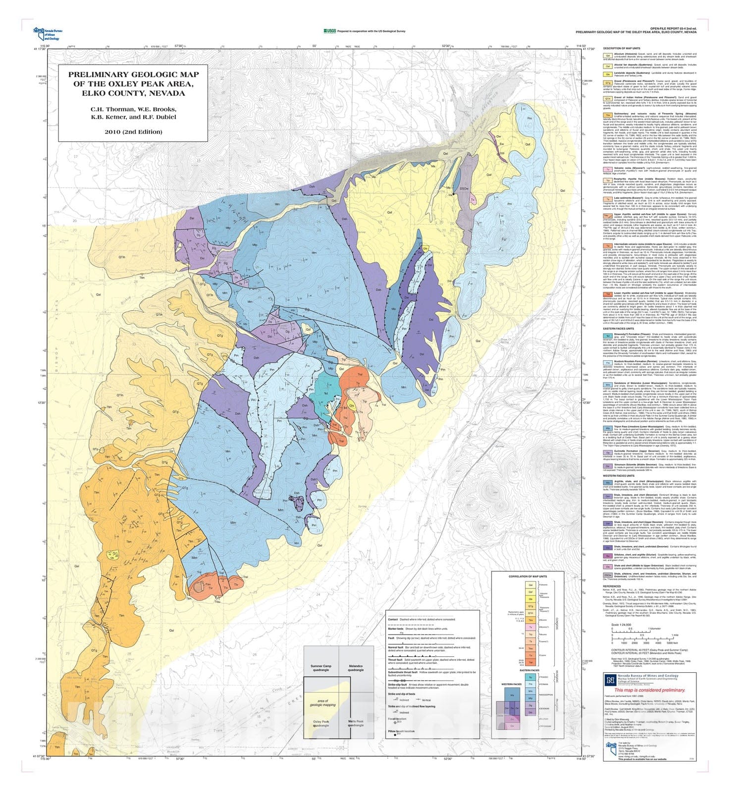 Map : Preliminary geologic map of the Oxley Peak area, Elko County, Nevada, 2010 Cartography Wall Art :