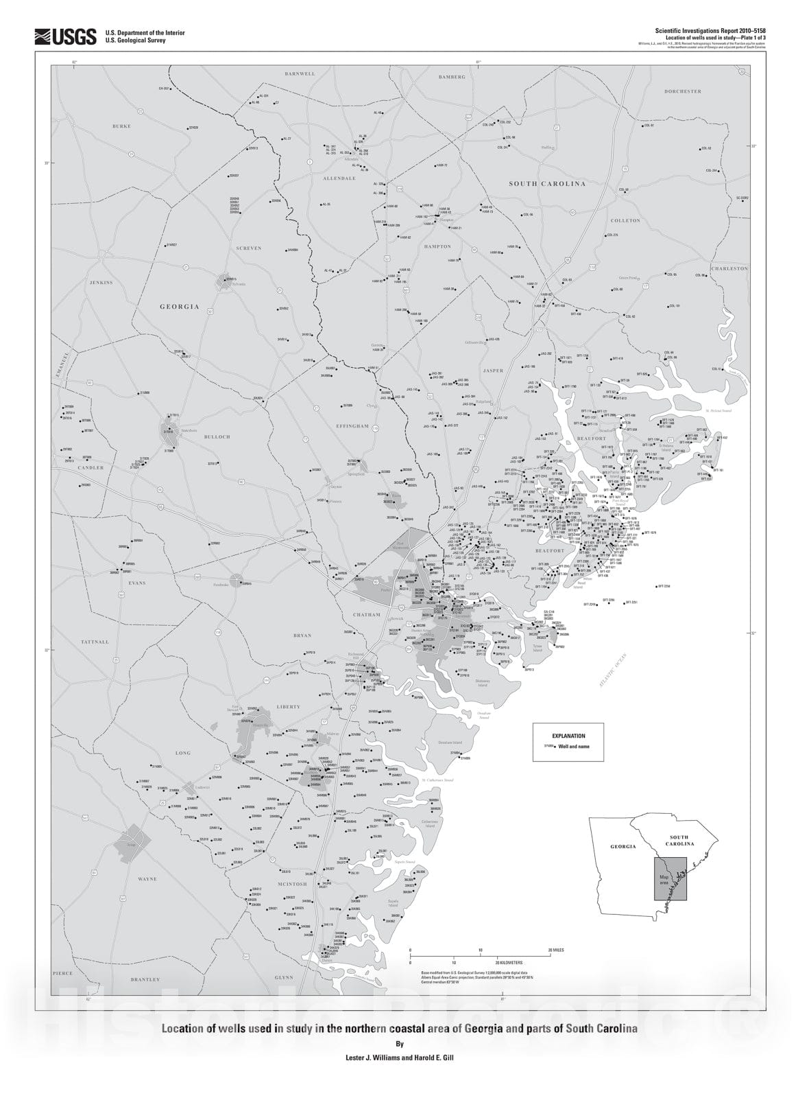 Map : Revised hydrogeologic framework of the Floridan aquifer system in the northern coastal area of Georgia and adjacent parts of South Carolina, 2010 Cartography Wall Art :
