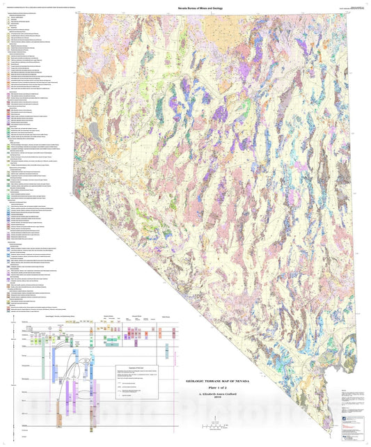 Map : Geologic terrane map of Nevada, 2010 Cartography Wall Art :