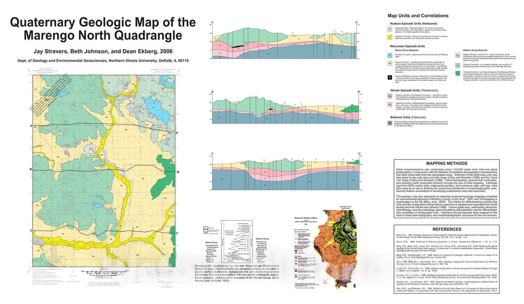 Map : Quaternary geologic map of the Marengo North Quadrangle, 2006 Cartography Wall Art :