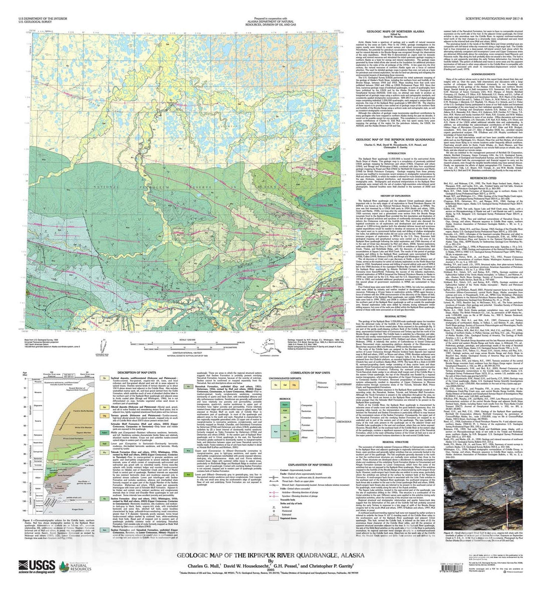 Map : Geologic map of the Ikpikpuk River quadrangle, Alaska, 2005 Cartography Wall Art :