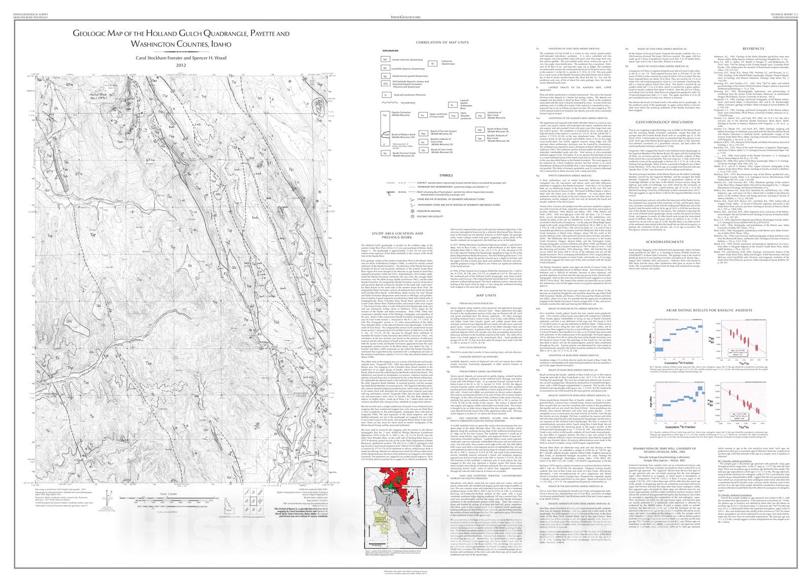 Map : Geologic Map of the Holland Gulch Quadrangle, Payette and Washington Counties, Idaho, 2012 Cartography Wall Art :