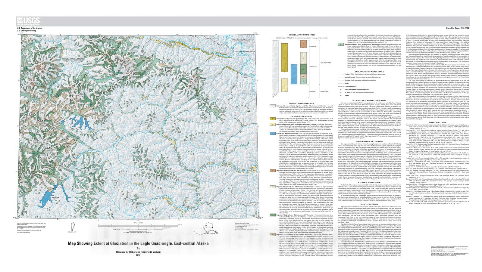 Map : Map showing extent of glaciation in the Eagle quadrangle, east-central Alaska, 2012 Cartography Wall Art :