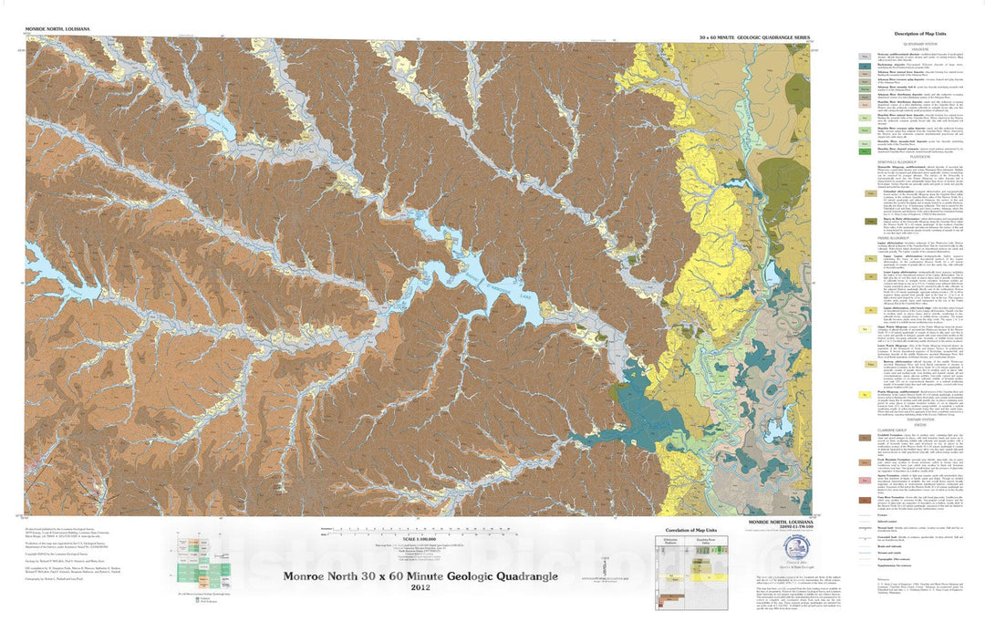 Map : Monroe North thirty x sixty minute geologic quadrangle, 2012 Cartography Wall Art :