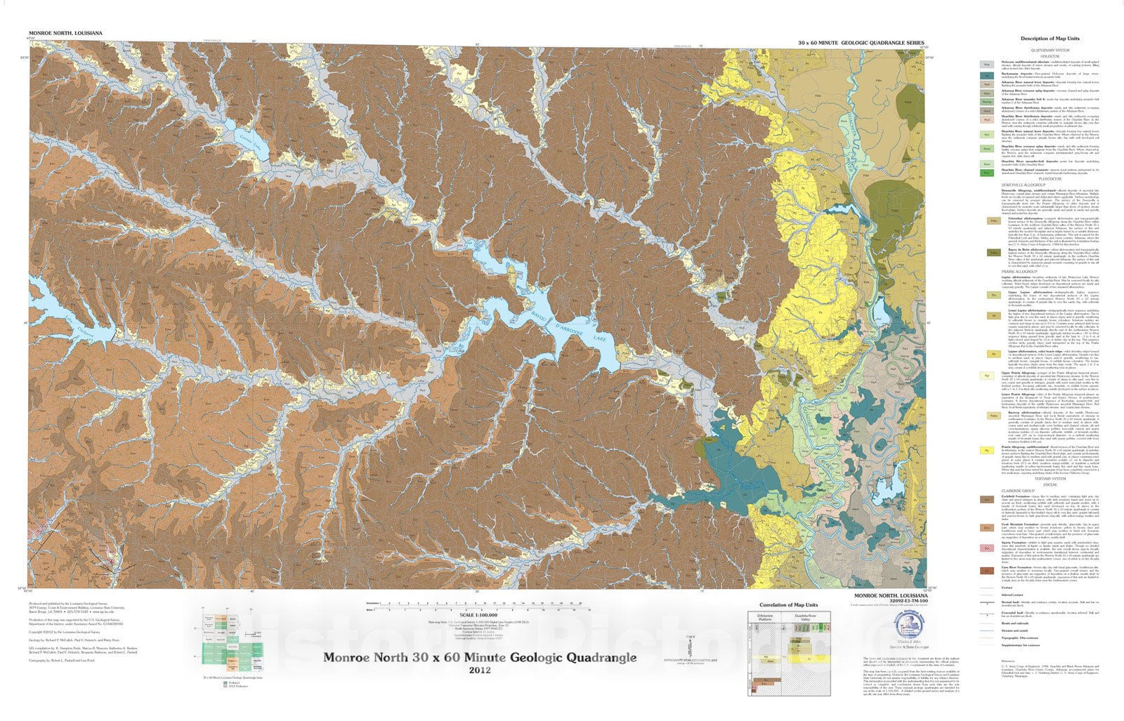 Map : Monroe North thirty x sixty minute geologic quadrangle, 2012 Cartography Wall Art :