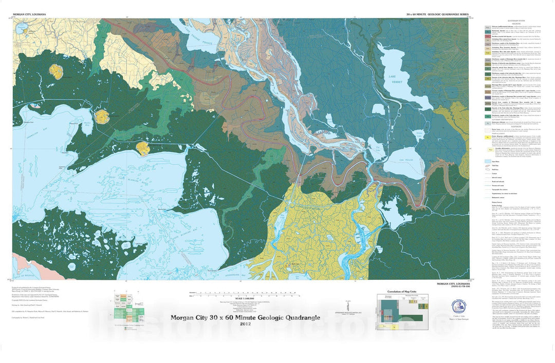 Map : Morgan City thirty x sixty minute geologic quadrangle, 2012 Cartography Wall Art :