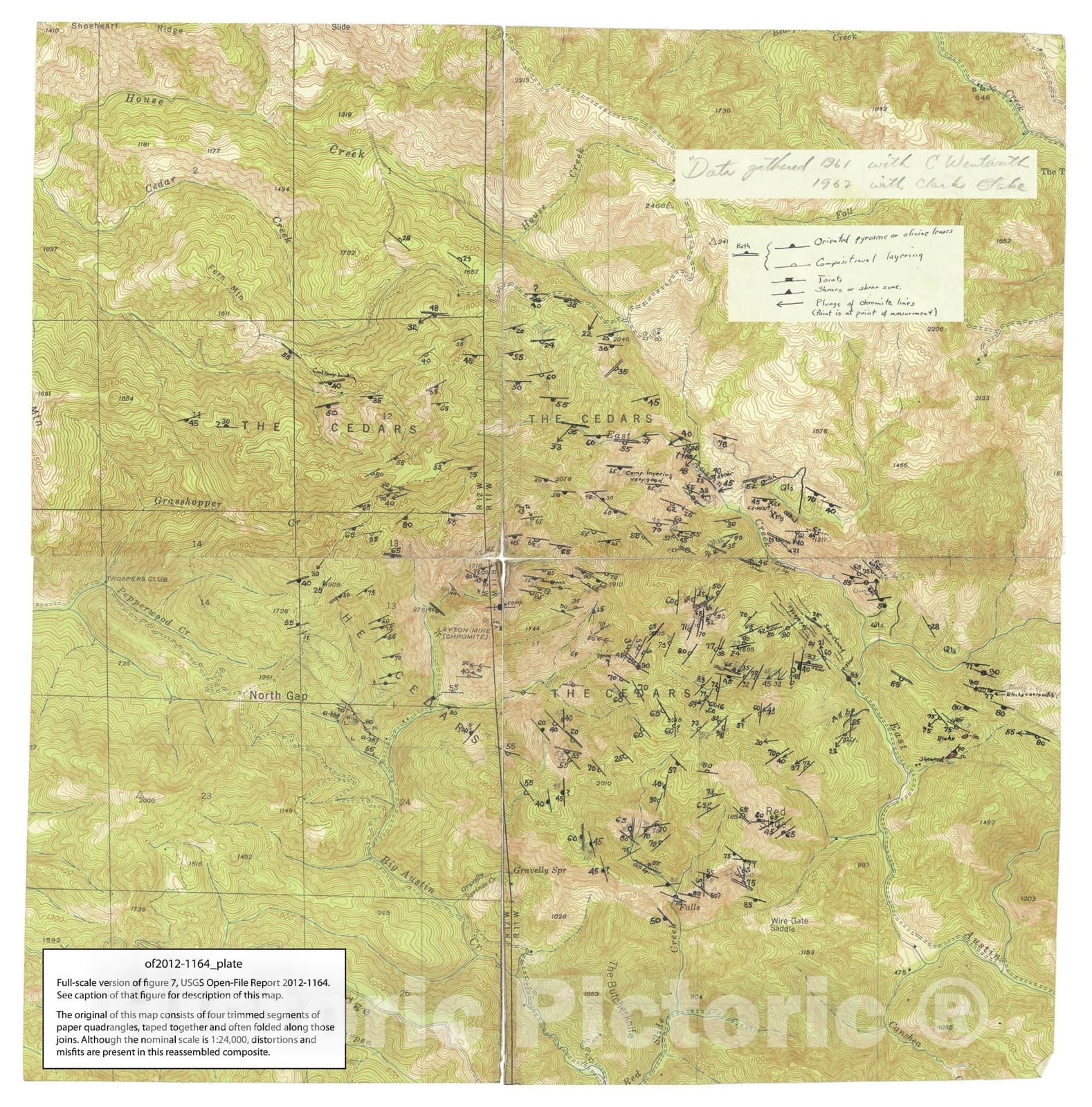 Map : The Cedars ultramafic mass, Sonoma County, California, 2012 Cartography Wall Art :
