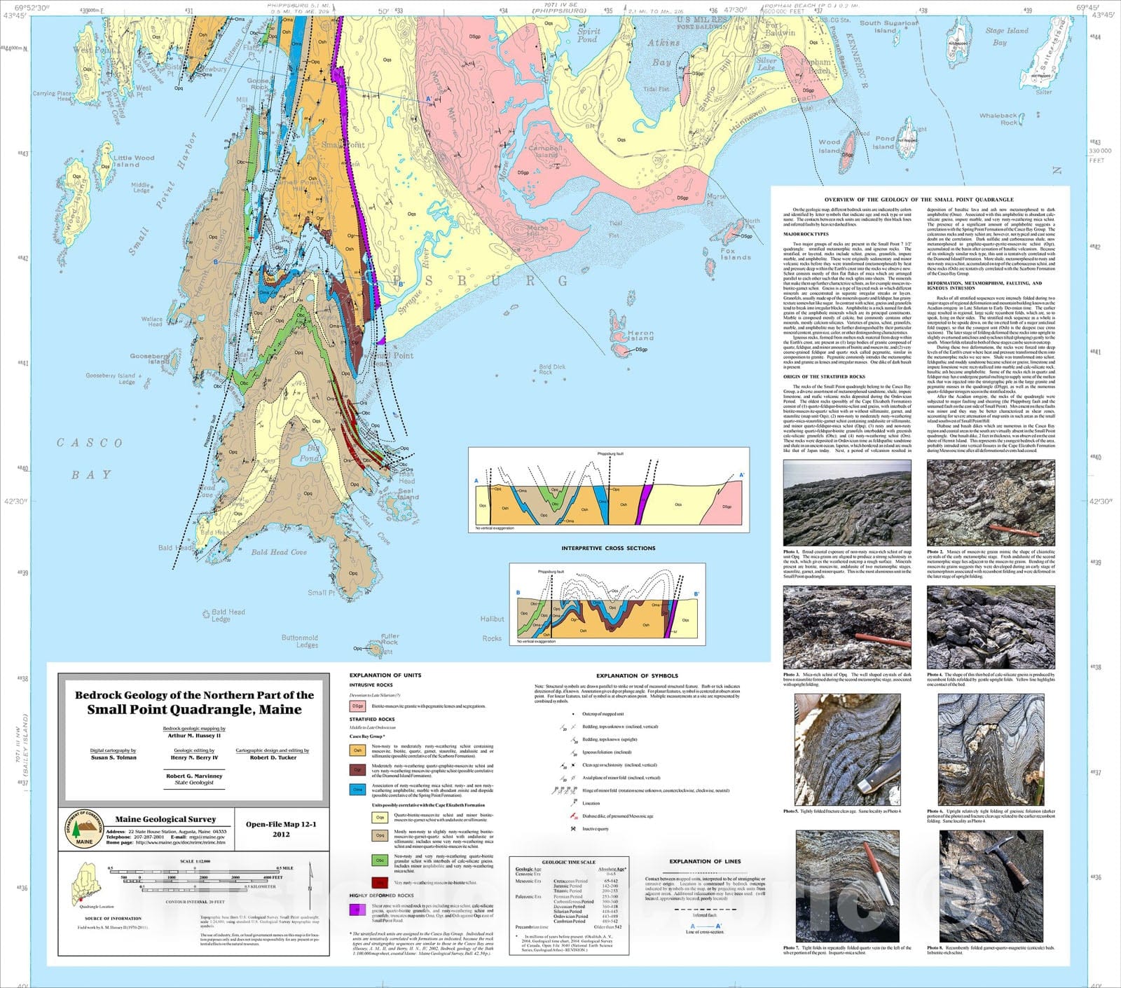 Map : Bedrock geology of the northern part of the Small Point quadrangle, Maine, 2012 Cartography Wall Art :