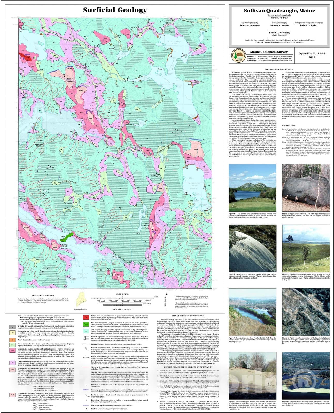 Map : Surficial geology of the Sullivan quadrangle, Maine, 2012 Cartography Wall Art :
