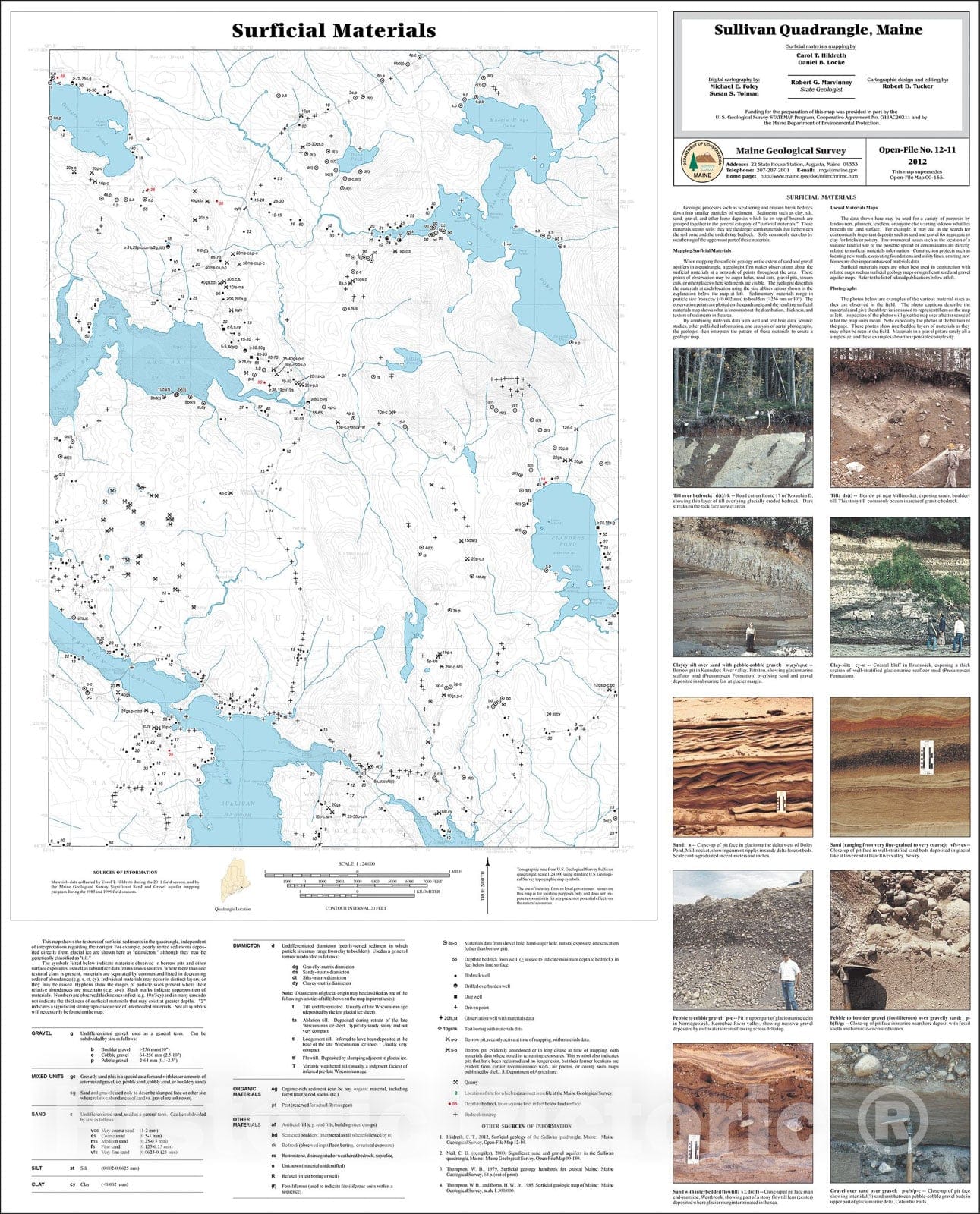 Map : Surficial materials of the Sullivan quadrangle, Maine, 2012 Cartography Wall Art :