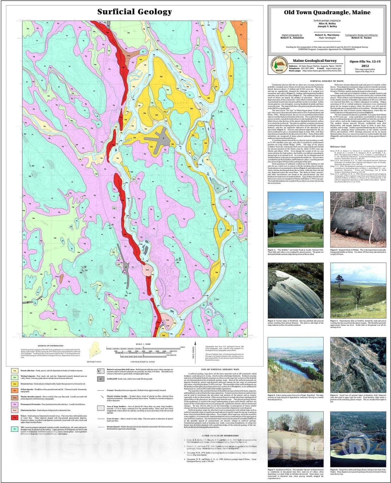 Map : Surficial geology of the Old Town quadrangle, Maine, 2012 Cartography Wall Art :