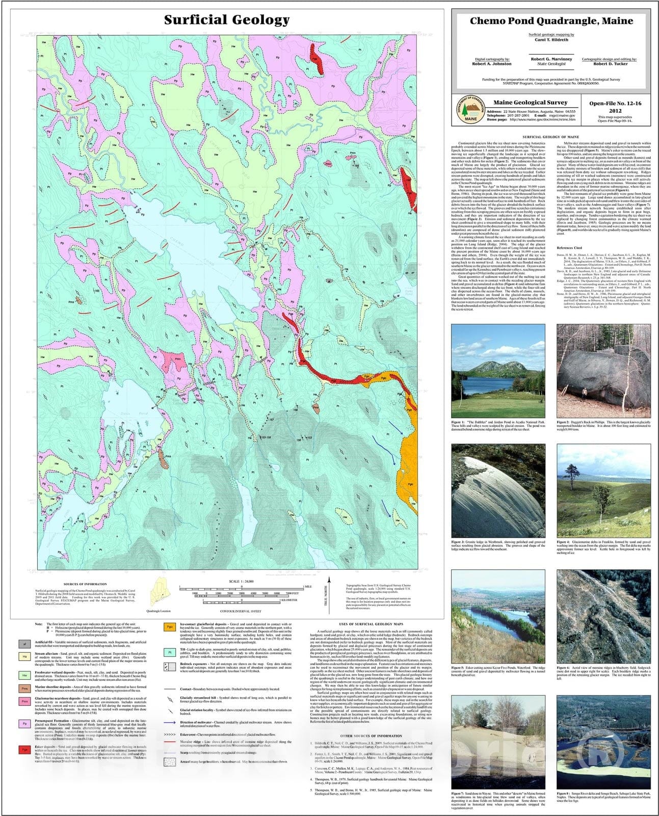 Map : Surficial geology of the Chemo Pond quadrangle, Maine, 2012 Cartography Wall Art :