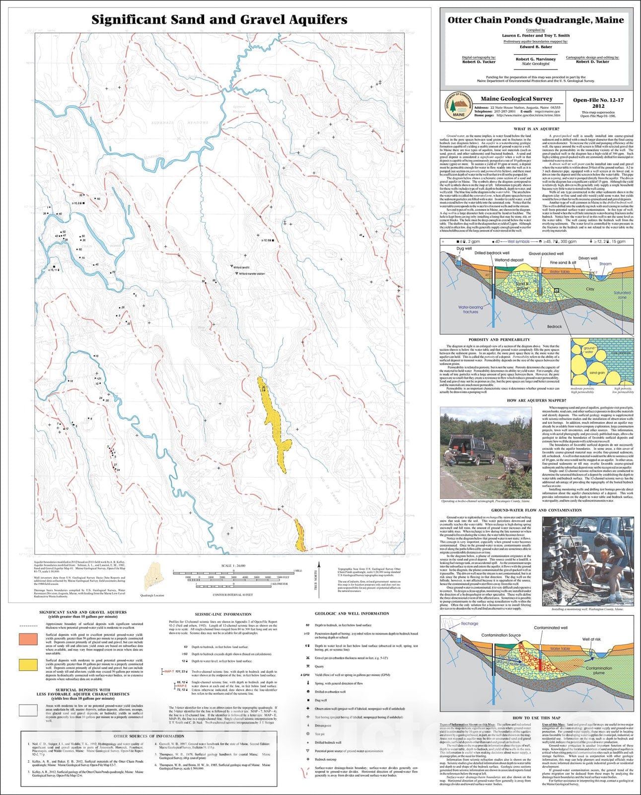 Map : Significant sand and gravel aquifers in the Otter Chain Ponds quadrangle, Maine, 2012 Cartography Wall Art :