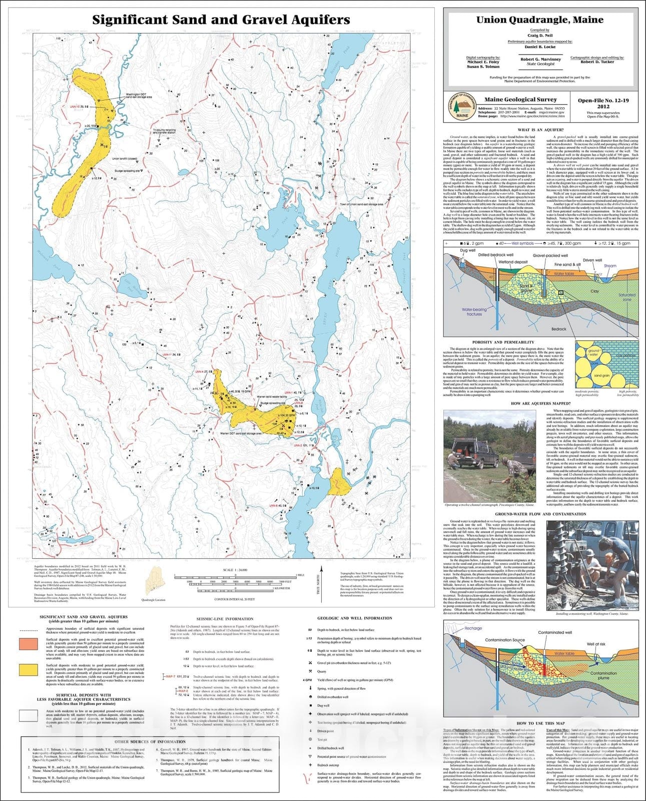 Map : Significant sand and gravel aquifers in the Union quadrangle, Maine, 2012 Cartography Wall Art :