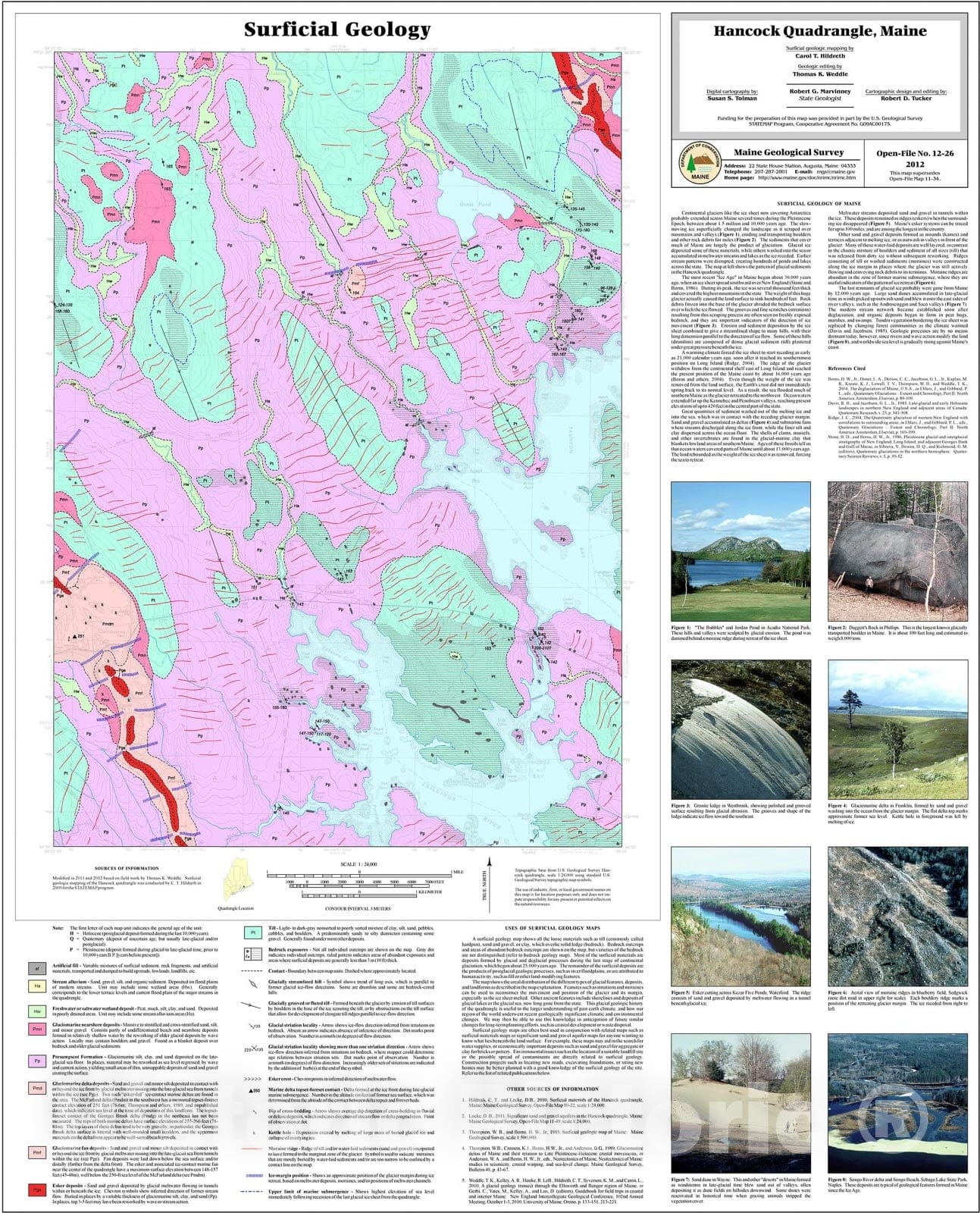 Map : Surficial geology of the Hancock quadrangle, Maine, 2012 Cartography Wall Art :