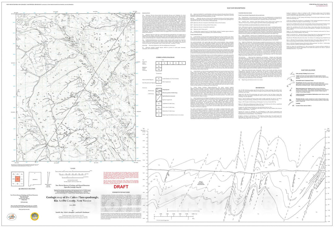Map : Preliminary geologic map of the Canon Plaza 7.5-minute quadrangle, Rio Arriba County, New Mexico, 2012 Cartography Wall Art :