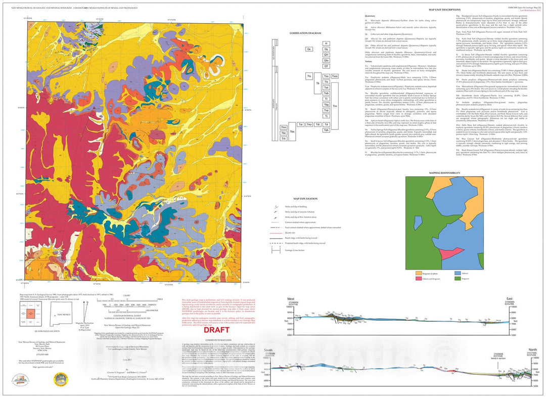 Map : Preliminary geologic map of the Luera Mountains East 7.5-minute quadrangle, Catron County, New Mexico, 2012 Cartography Wall Art :