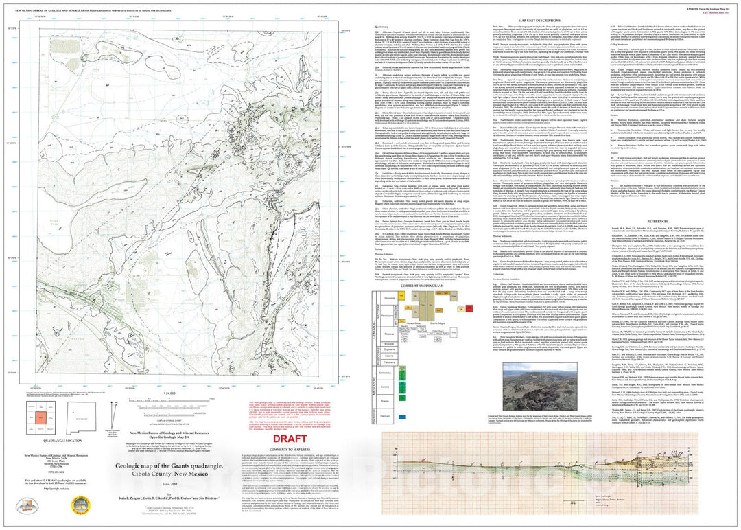 Map : Preliminary geologic map of the Grants 7.5-minute quadrangle, Cibola County, New Mexico, 2012 Cartography Wall Art :