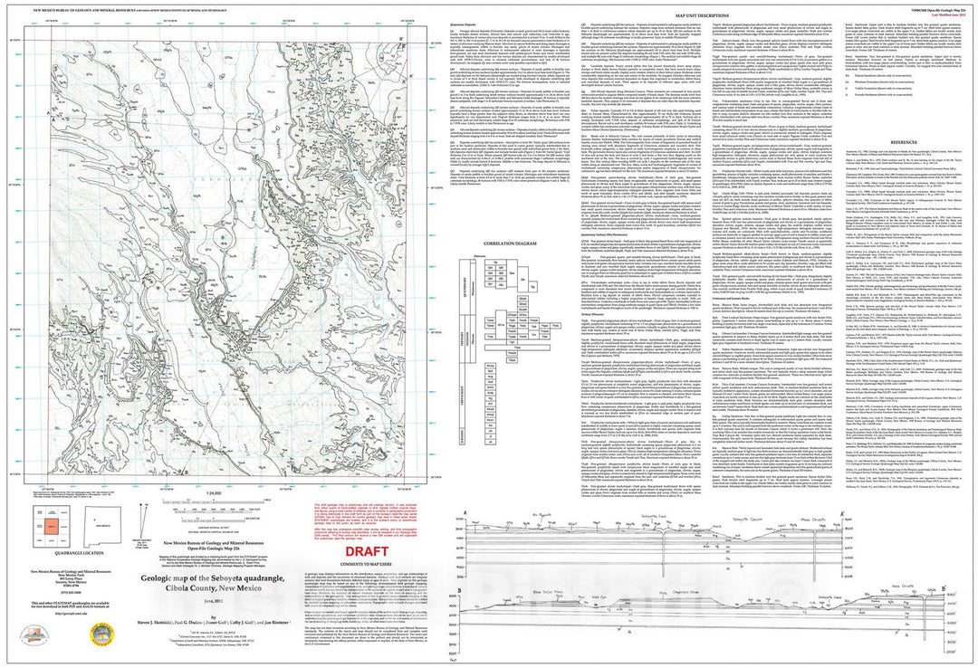 Map : Preliminary geologic map of the Seboyeta 7.5-minute quadrangle, Cibola County, New Mexico, 2012 Cartography Wall Art :